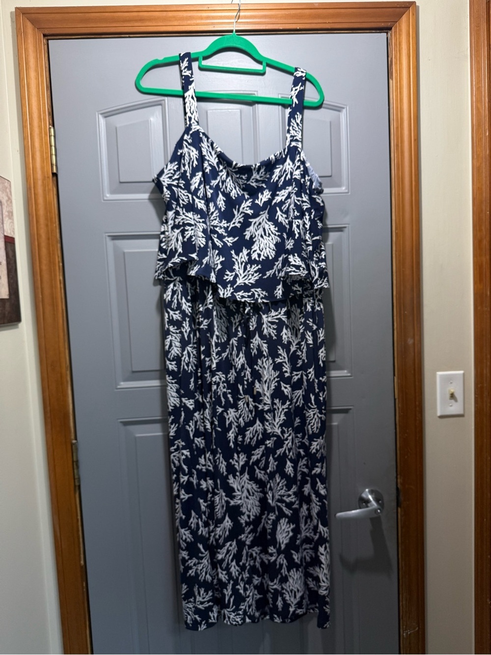 Michael Kors-  wide leg romper, navy white coral XXL